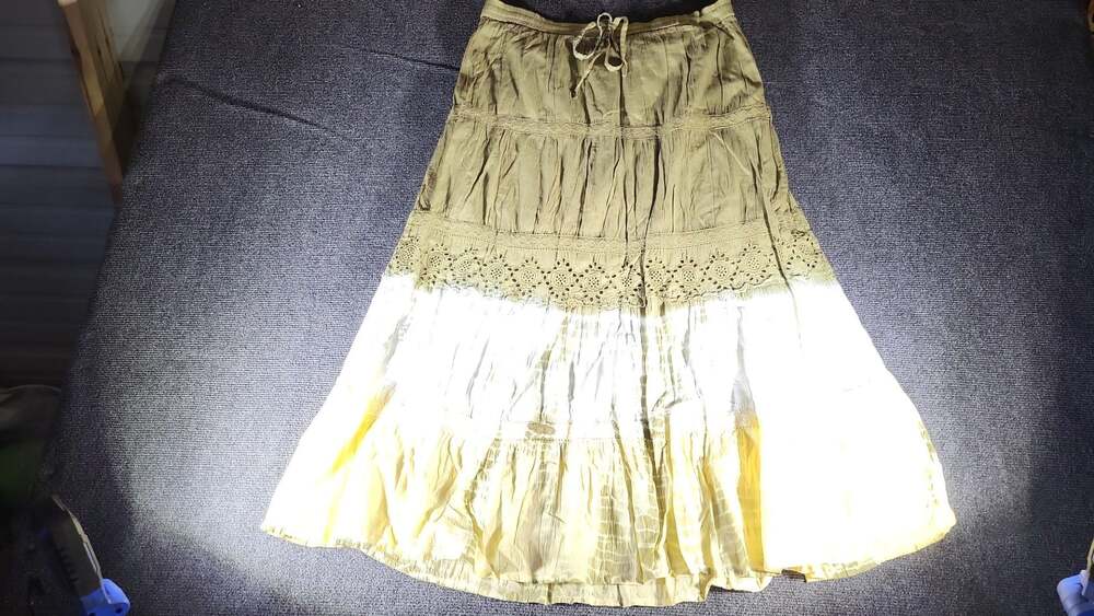 Boho Tiered Eyelet Lace Ombre Maxi Skirt
